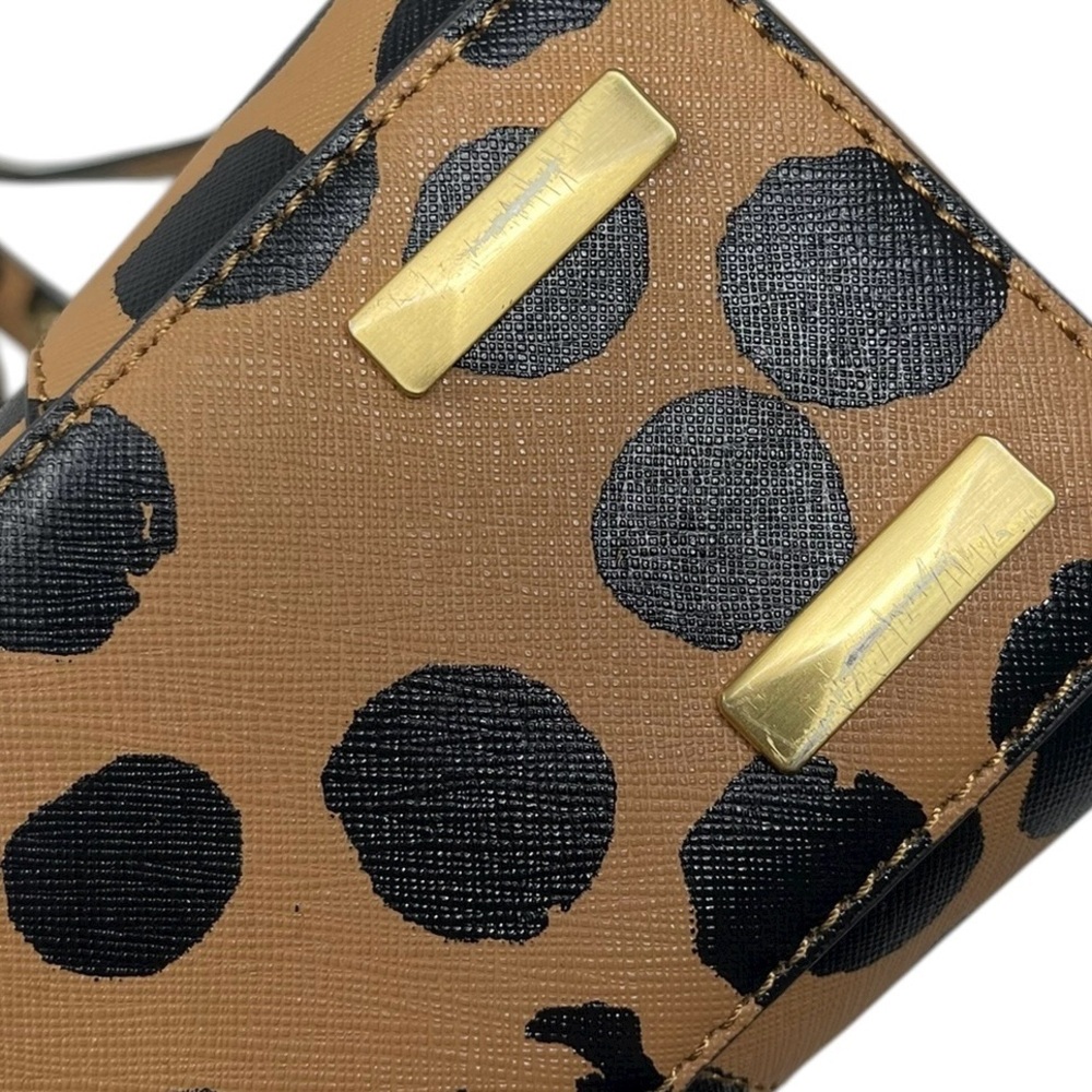 Rebecca Minkoff Small Amorous Satchel Tan Black Polka Dot Leather Handbag - Picture 7 of 16